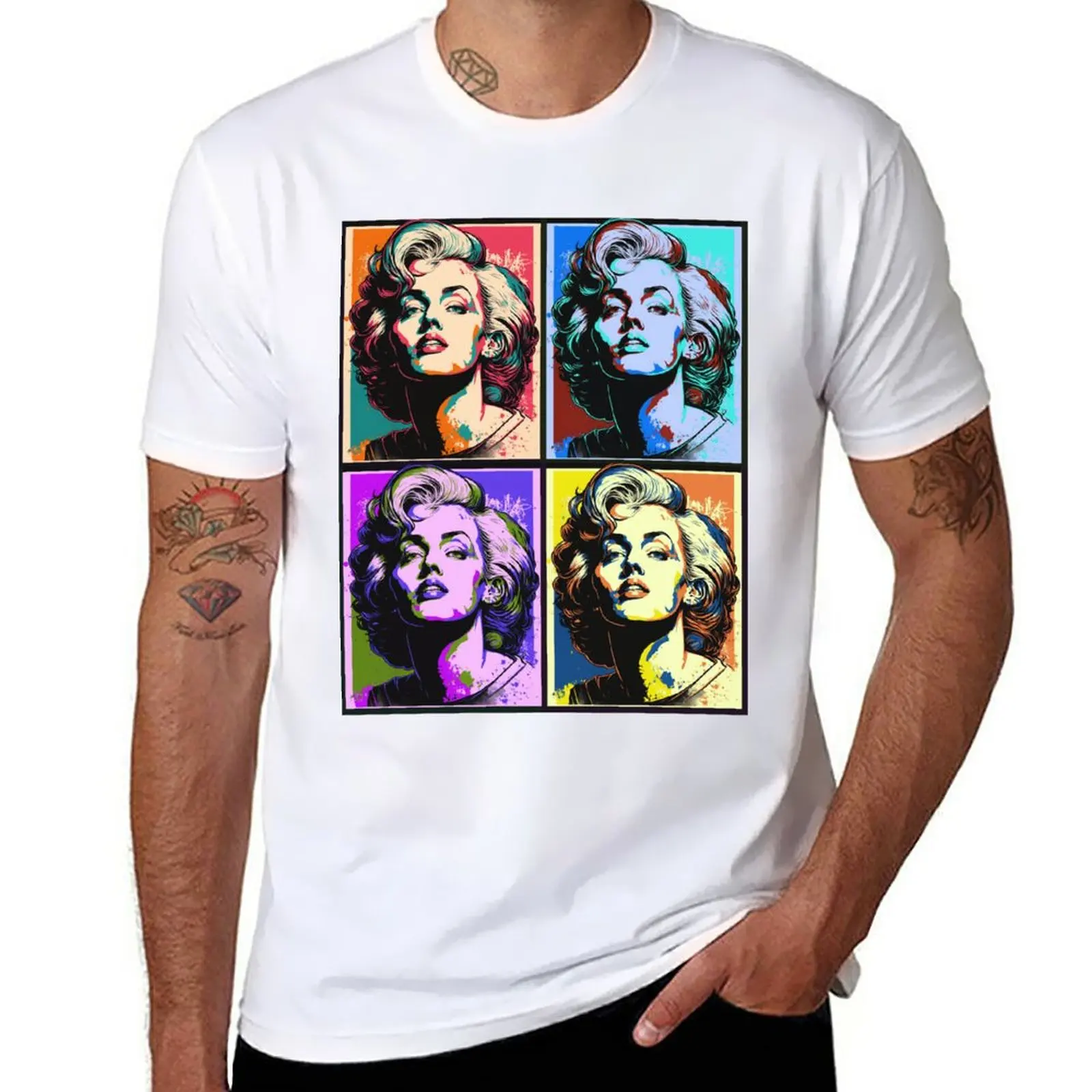 Marilyn Monroe Andy Warhol T-Shirt Camicetta Ragazzi Bianchi Magliette Da Uomo Casual Elegante