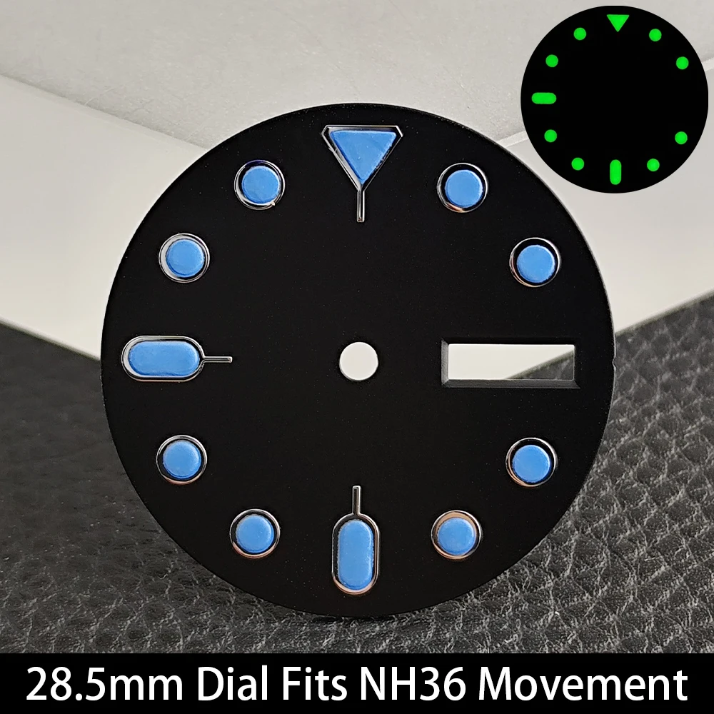 Green Luminous Mechanical Watch Dial - 28.5mm
