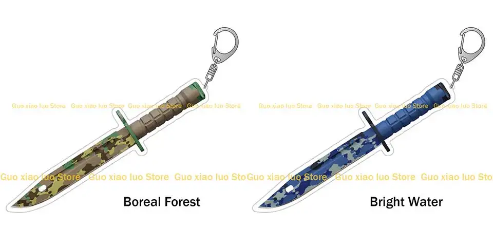 GuoXiaoLuo CS GO Spiel Waffe Bajonetthäute Gamma Doppler Slaughter Boreal Forest Case Gehärtetes Acryl Schlüsselanhänger Taschenanhänger Geschenk – Detail 4