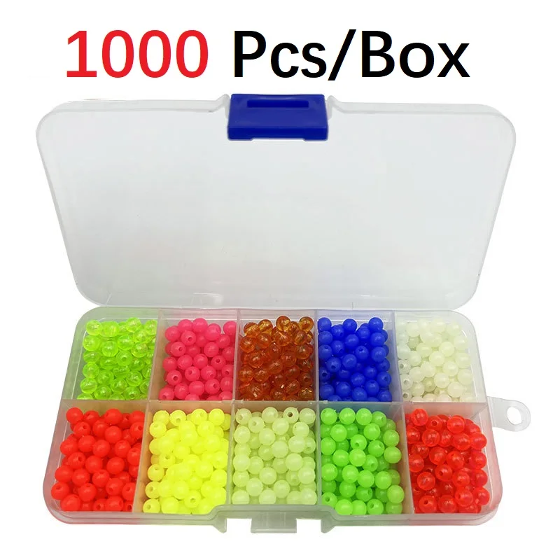 

Rock fishing Nightlight Blocking Beads 1000 Pcs/Boxes Fluorescent Space Beans Round Float Balls Light Glowing for Outdoor Set