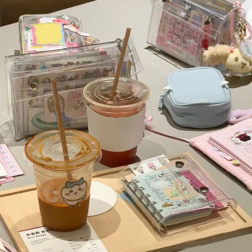 투명 PVC 연필 가방, 펜 케이스, 연필 지퍼 파우치, 대용량 문구 파우치, 어린이 학용품, 6 레이어