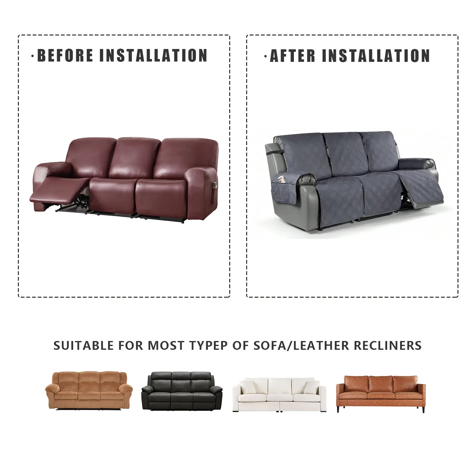 Stretch Recliner Sofa Covers YEMYHOM Pieces Stretch Recliner Sofa