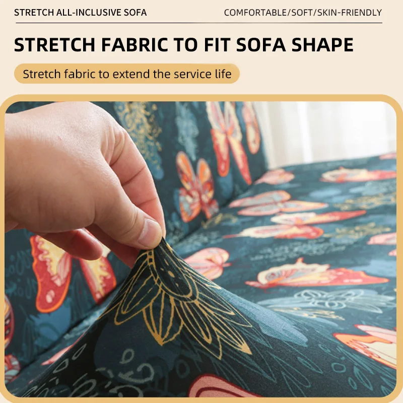 Sofa Cover Furniture Cover LAN MO LIFE Armless Sofa Bed Cover Stretch Printed Removable For Kids Pets