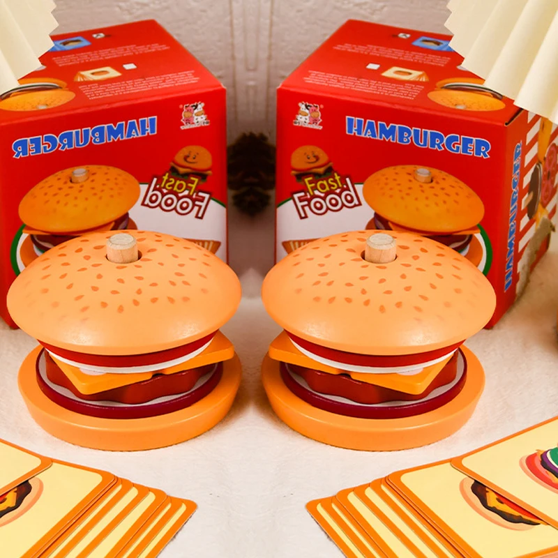 Children's Simulation Wooden Playhouse Hamburger Set Pairing Puzzle Food Cutting Assembled Toys