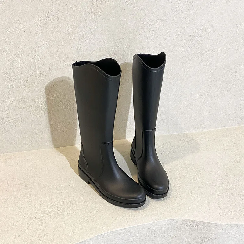 New Fashion Mid-calf Warm Rain Boots Outdoor Comfortable Waterproof Work Shoes Women Solid Color Water Boots