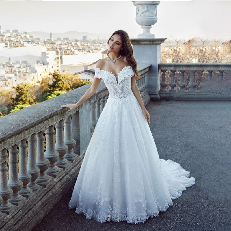 Princesa Com Decote Em V Laço Vestido De Noiva Vestido De Baile 2022 Fora  Do Ombro Vestido De Noiva Rendas Até Atrás Plissados Robe De Mariée Feito  Sob Encomenda - Vestidos De Casamento - AliExpress