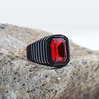 Men's/Women High Quality 316LStainless Steel Onyx Gem Style Rings Classic Fashion Trend Jewelry 1