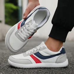 Men's Versatile Wide Toe Breathable Mesh Walking Sneakers - 39 (White Blue)