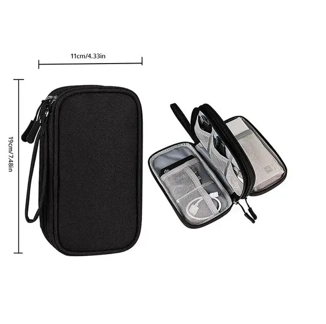 ProCase Organizer Cavi, Porta Cavi da Viaggio, Custodia per Caricatore/Power Bank/Mouse/USB Flash Disk/SD Card, Tech Pouch Viaggio Accessori Utili - Nero(S