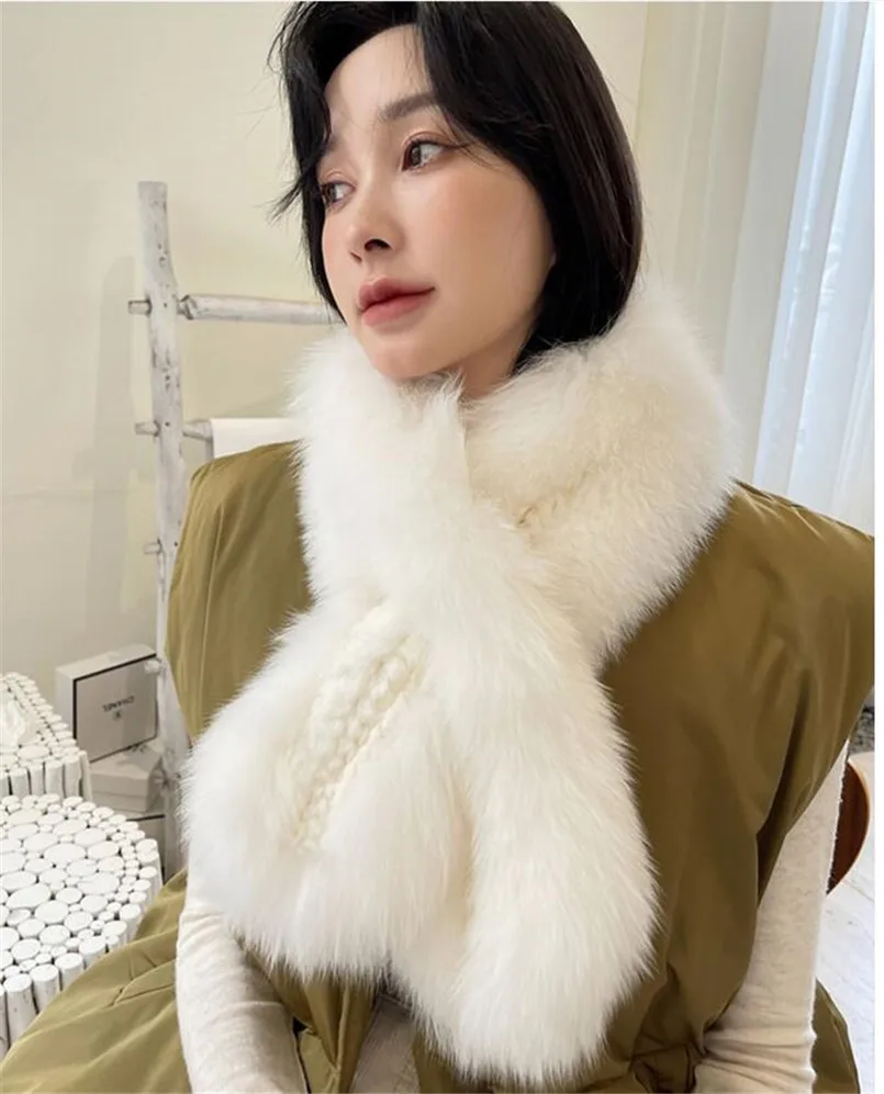 Real Rex Rabbit Fur Scarf Plush Warm Double-sided Thickened Fur Scarf With  Fox Fur Ball Keep Warm In Winter Real Fur Collar - AliExpress