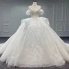 MN152 Elegant Wedding Gowns Organza Ball Gown Lace Appliques Wedding Dresses For Women Sweetheart Crystal Sequined Robe Mariage