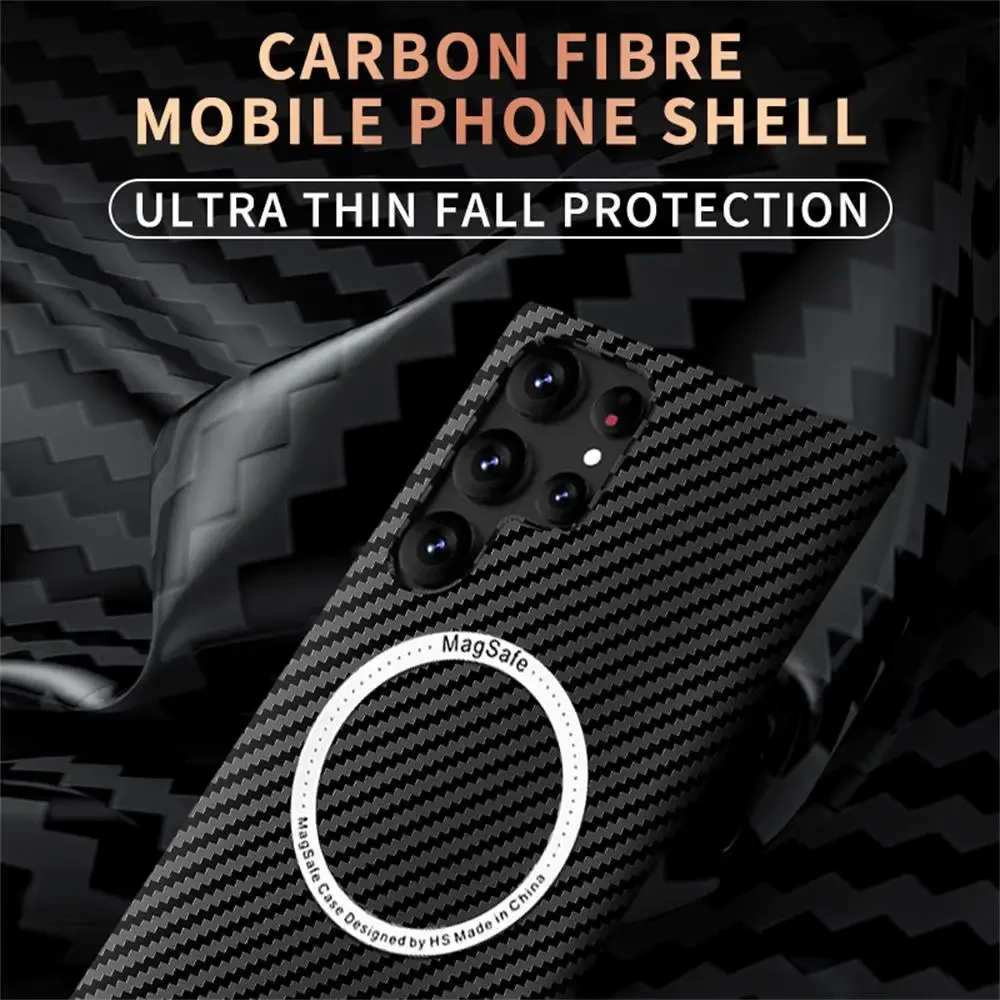Luxury Carbon Fiber Magnetic Matte Back Case