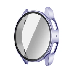 Premium Glass+PC All-Around Screen Protector Bumper with Tempered Glass for Watch 7 40mm (Purple)