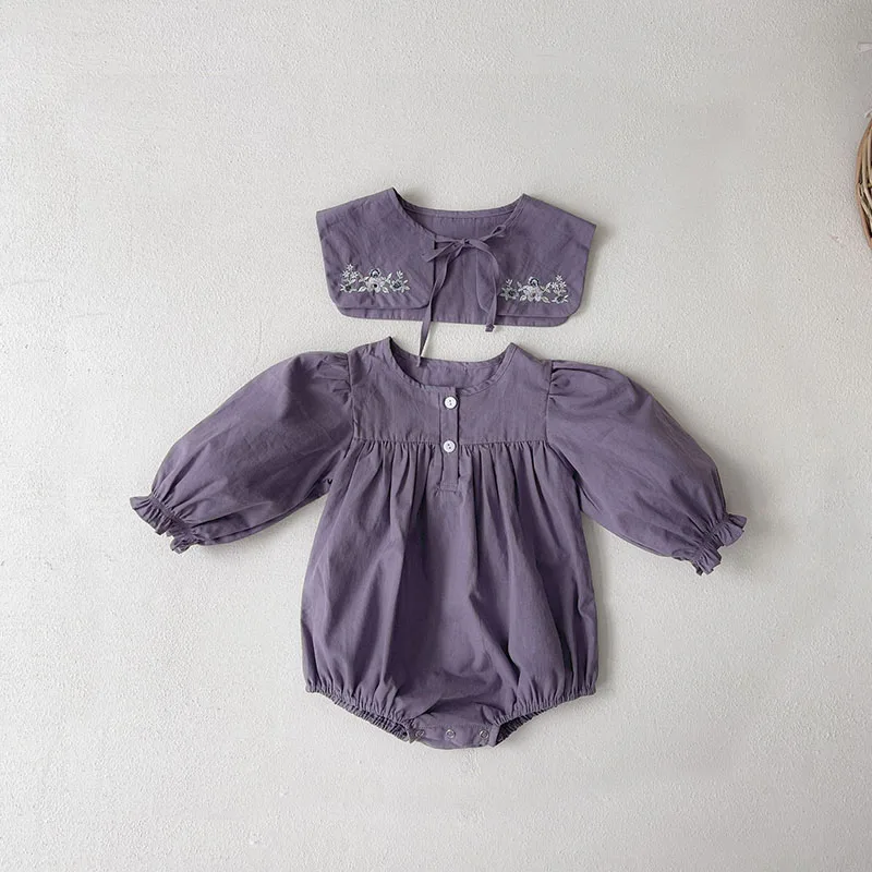 

Autumn Clothes For Baby Girls Infant One Piece Embroidery Wraps 2 Pieces Toddler Girls Bodysuit Baby Romper