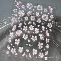 French Gradient Nail Sticker 3D - Crescent Design Nail Decal & Manicure Guide (Peach blossom A)