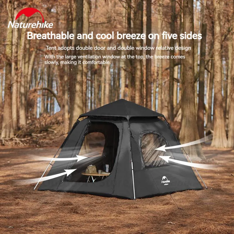 Naturehike Ango Camping Automatic Tent 2-3 Person 210T Polyester Waterproof 1500mm Four Seasons UPF50+ Outdoor Quick Open Tent