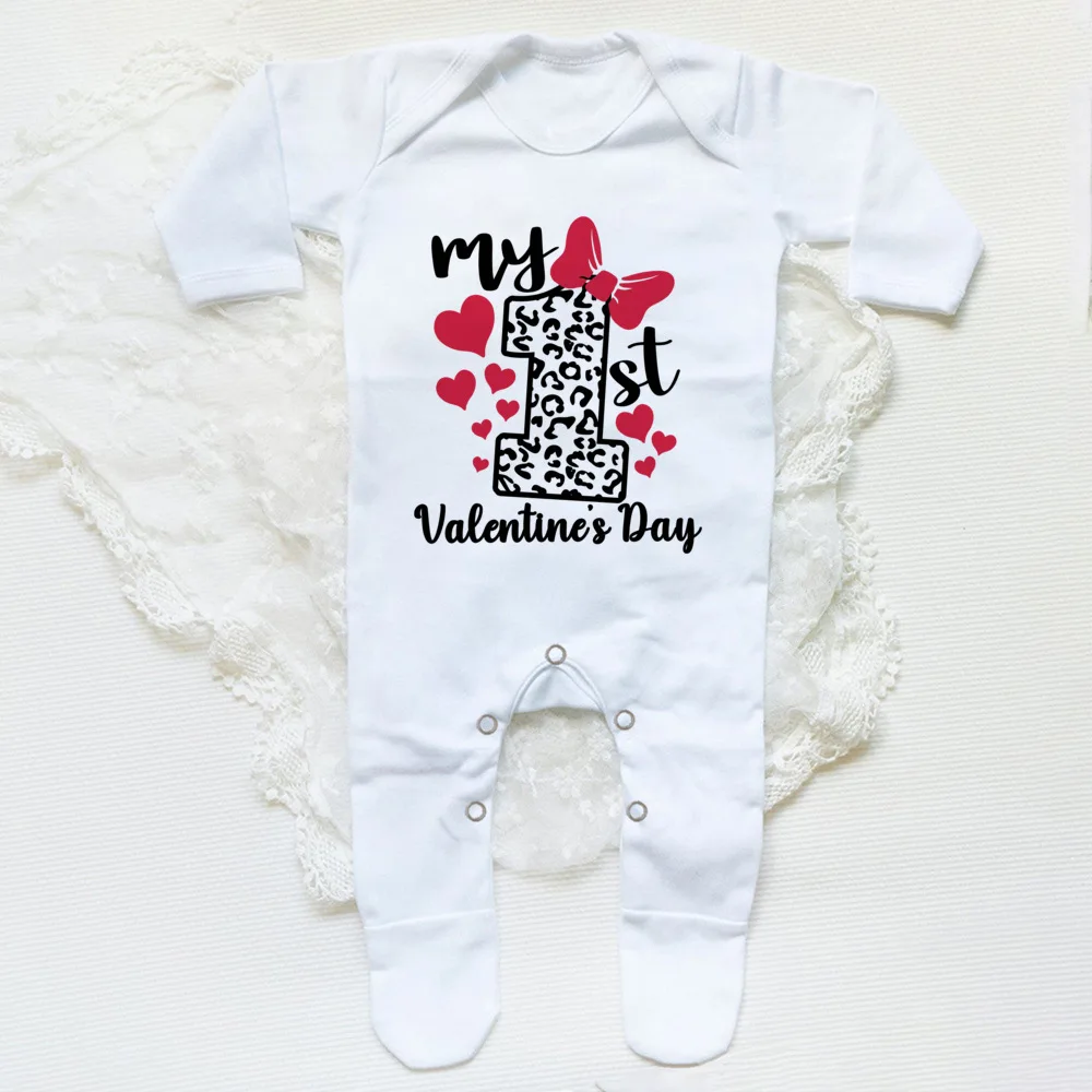 My First Valentine Babygrow Sleepsuit Boys Girls Clothes Toddler Bodysuit Newbron Sleepsuit Valentine's Day Infant Gift Romper