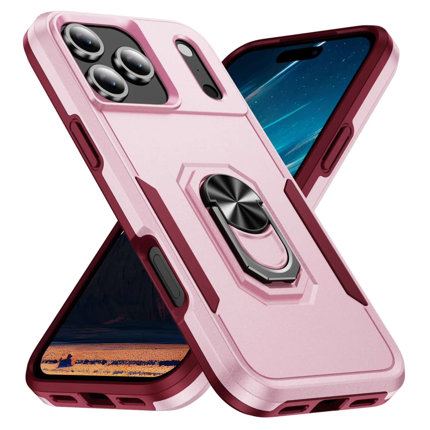 Military Grade Armor Case with Metal Stand and Ring Holder - Durable Coque Cover