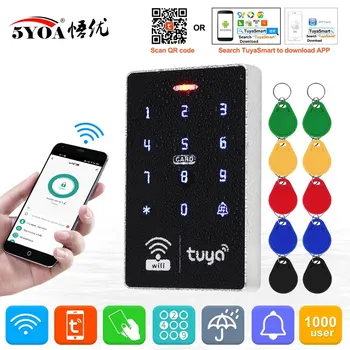 투야 접근 제어 앱 원격 스마트 문짝 잠금 장치, IP68 방수 키리스 키패드, 와이파이 독립형 EM RFID 카드, 문짝 엔트리, 5YOA S10W