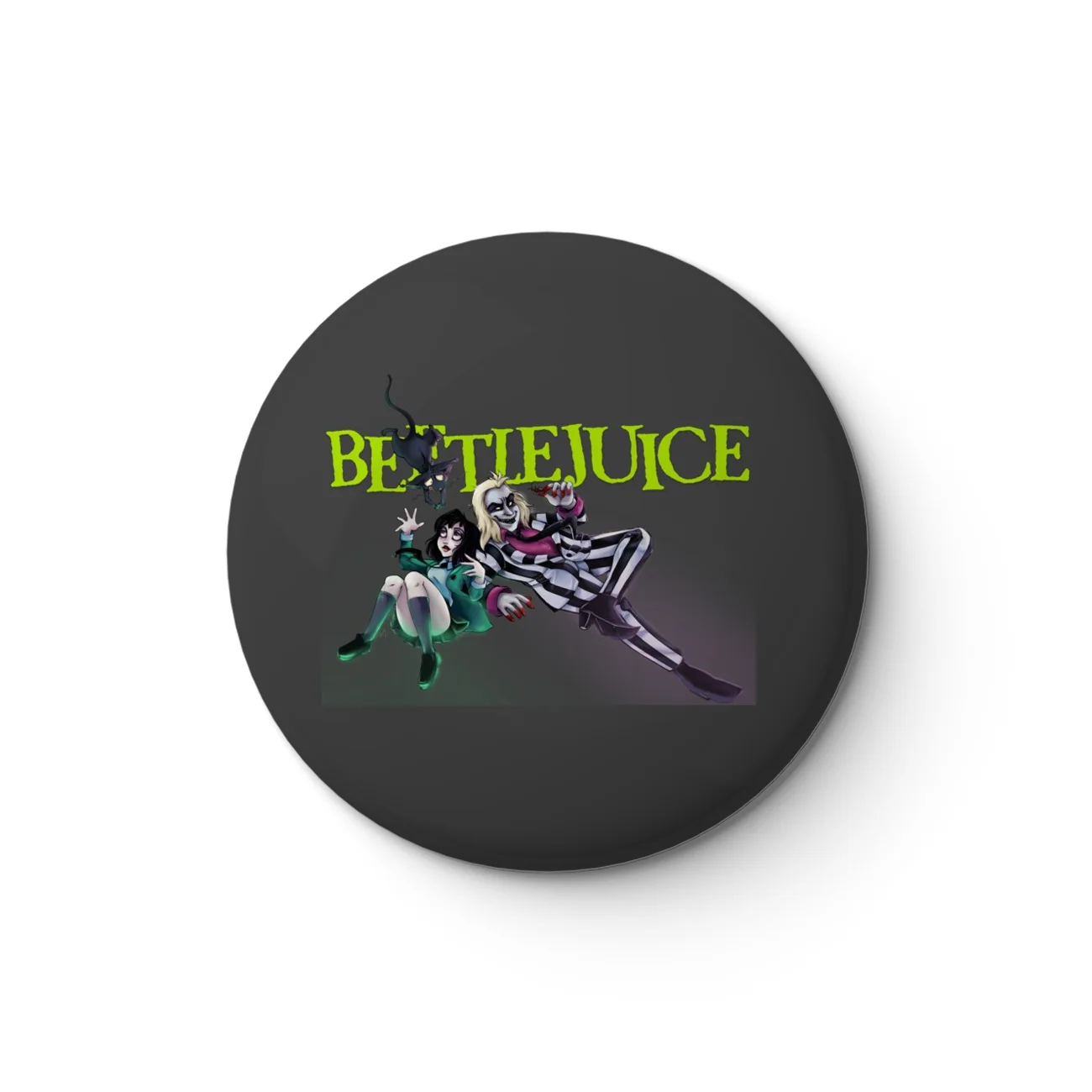 thumbnail image 1 of Pin de botón suave de Jack y Sally Beetlejuice, decoración de metal personalizable, regalo de joyería para mujer, lindo y divertido pin de solapa para amantes de los sombreros, 1 of 5