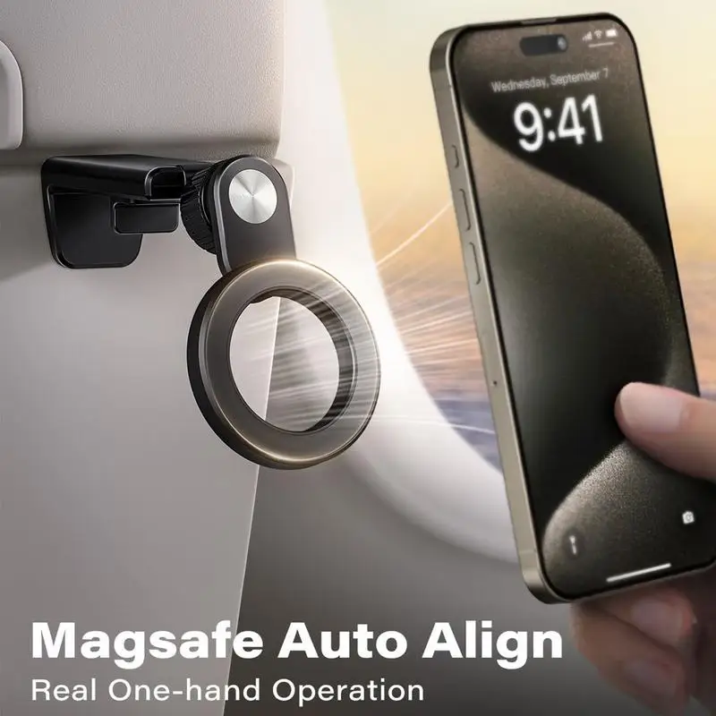 

Magnetic Headrest Phone Holder Wear Resistant Lightweight Easy Installation Double Layer Magnet Compact Design Foldable Stand