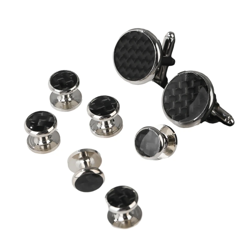 

652F Cufflinks Studs Set for Boys Normal Shirt Suits for Gentlemen Businessman Wedding Casual Wear Tuxedo Cuff Links