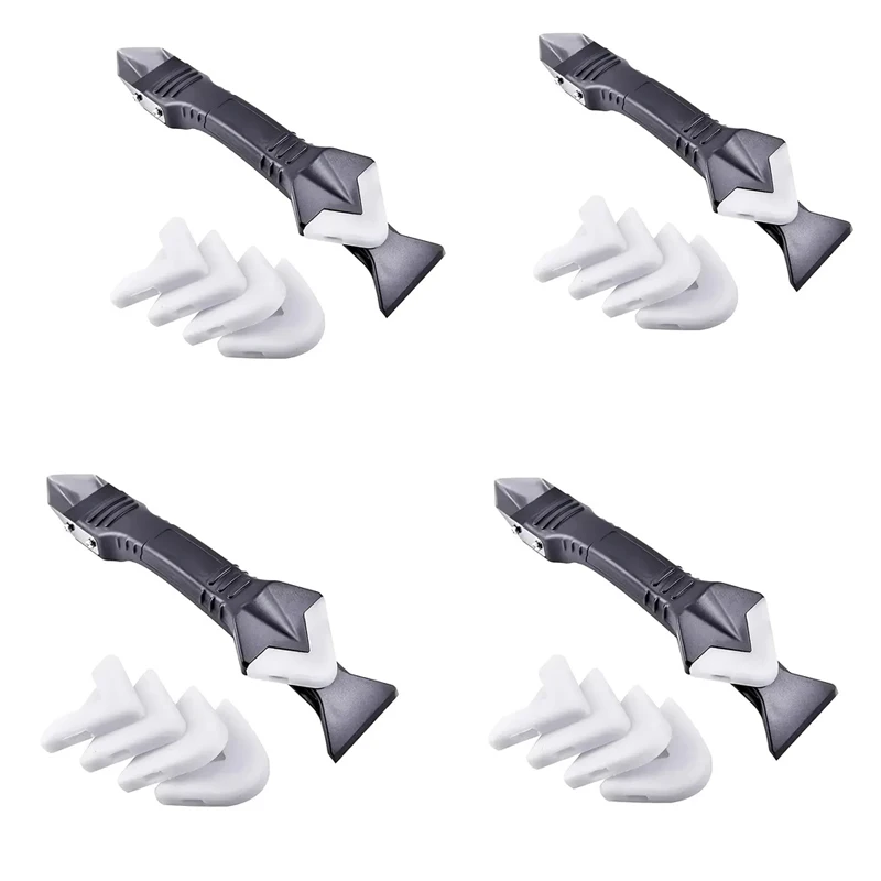 Ultimate 5-in-1 Metal Head Shovel & Glue Tool Kit: Multi-Functional Silicone Spatula, Caulk & Grout Remover, Sealant Finisher, and Scraper Set