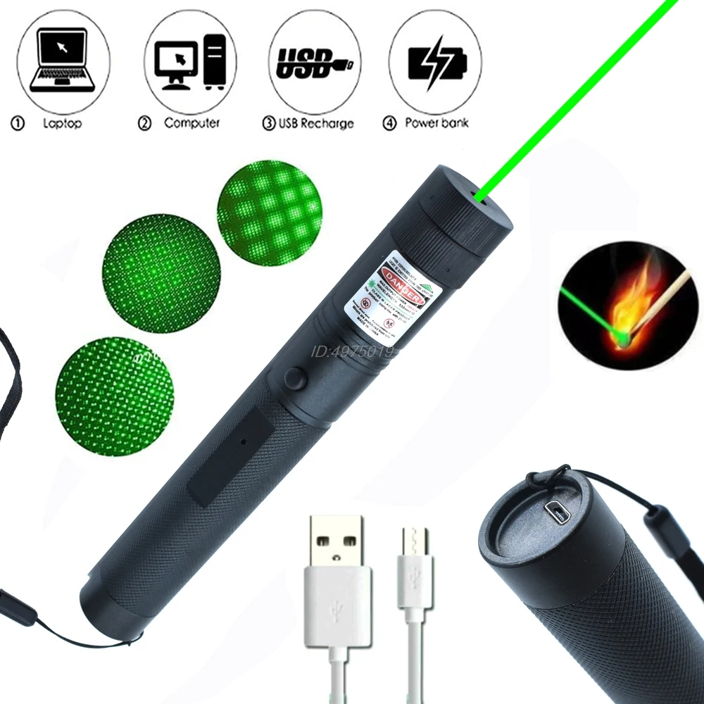 

USB Charge Green Laser Sight Laser 303 Pointer Light 532nm 5mw High Power Device Lazer laser Pen Burning