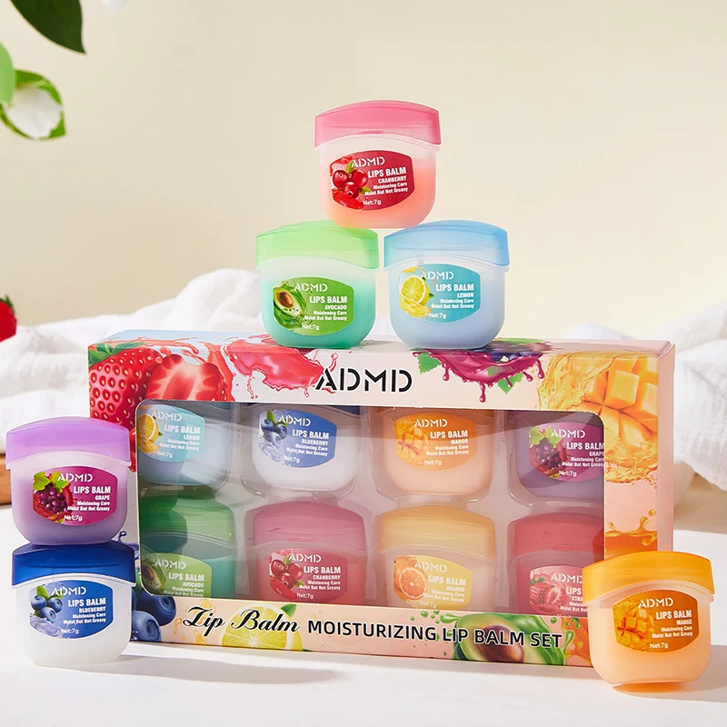 4/8pcs Fruit Series Lip Balm Set Moisturizing Refreshing Non-sticky Anti-Cracked Vaseline Lip Balm for Lips Skin Care 5
