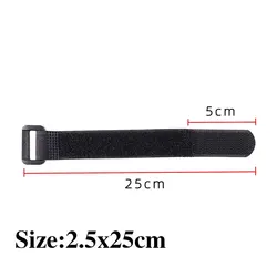 5 - Pack Reusable Nylon Cinch Straps with Buckles for Cord and Cable Organization (2.5x25cm Black)