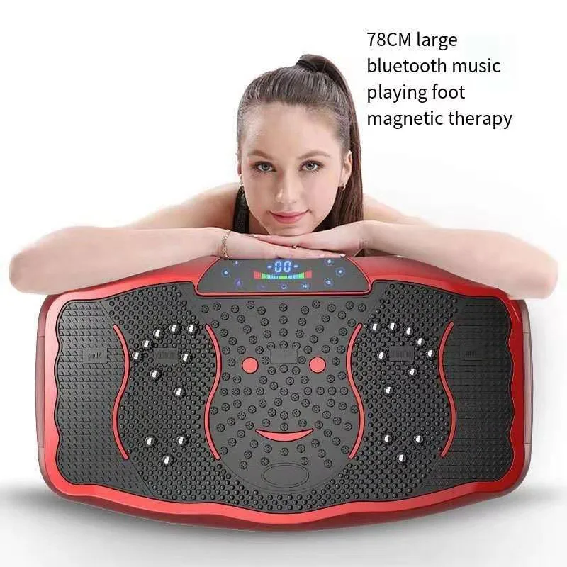 Exercise Machine Vibration Platform With 2 Resistance Bands Fitness Workout Equipment Vibration Therapy Big Size Plate