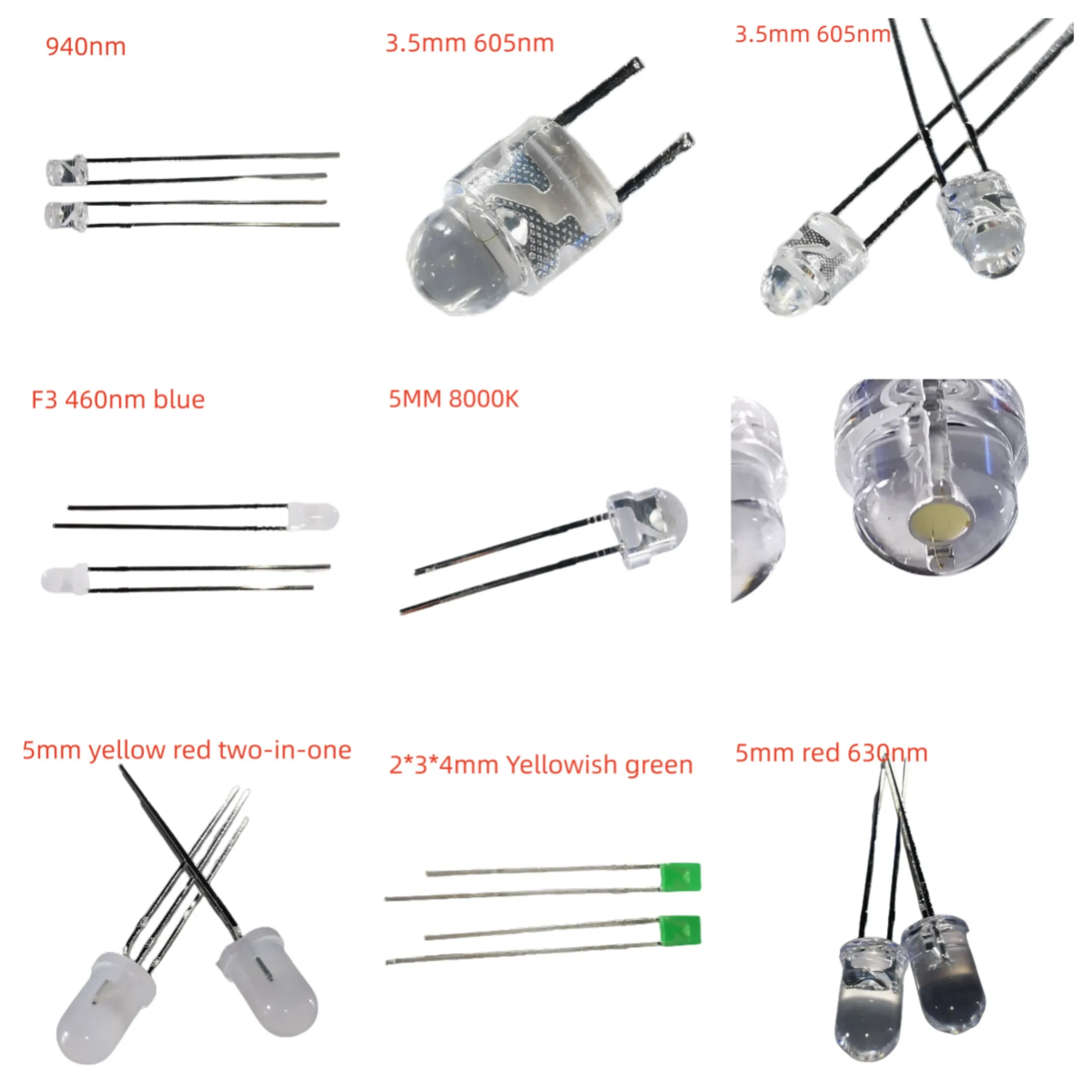 3mm 5mm LED Diode Assorted Kit, White Green Red Blue Yellow Orange F3 F5 Light Emitting DIY led lights Diodes electronic kit led diy electronic lights kit ne555 cd4017 ic red blue dual color strobe electronic suit flashing lights components set