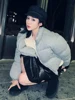 Korean Style High-end Short Gray Cotton Parkas Loose  Warm Thickened Stand Collar Outwear 2023 New Winter Coat Women 6