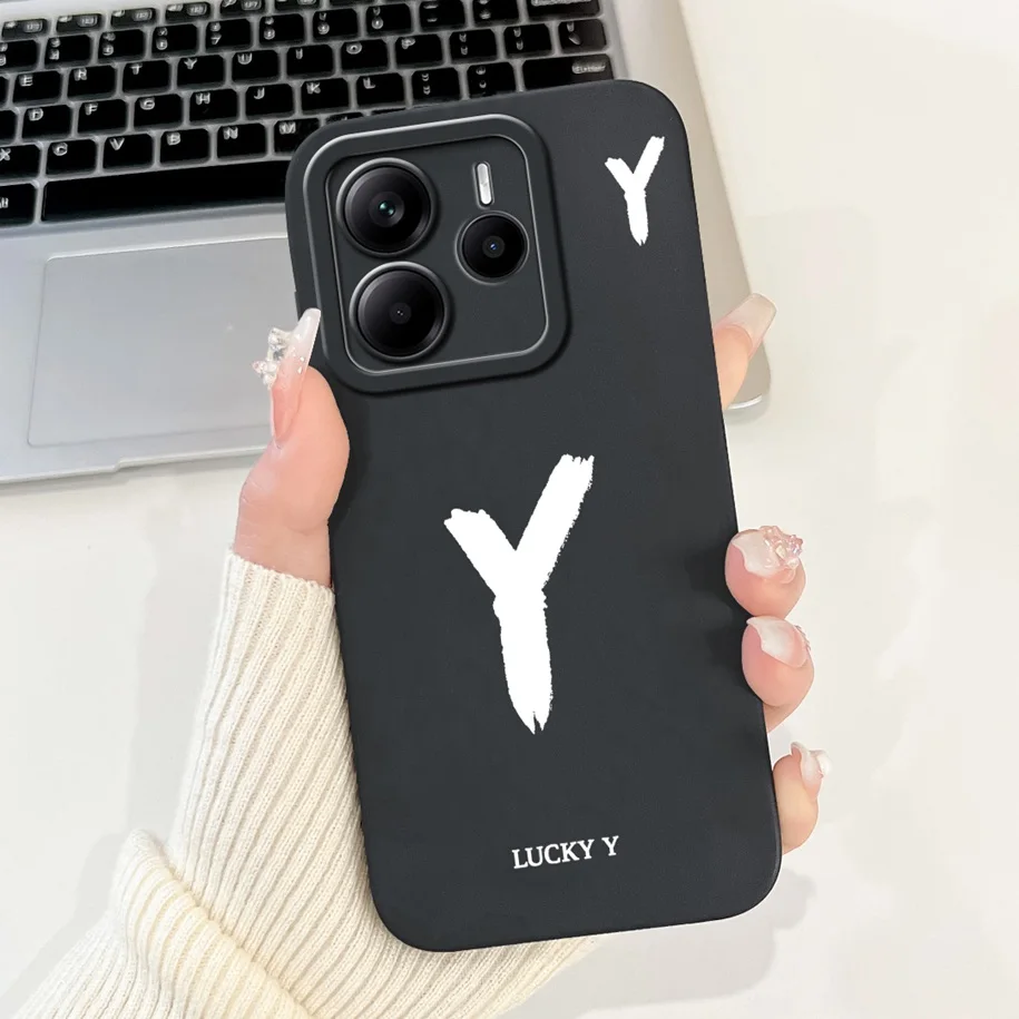 Cute Letters Soft Silicone Phone Case - Global Cover for Xiaomi Redmi Note 14 2025