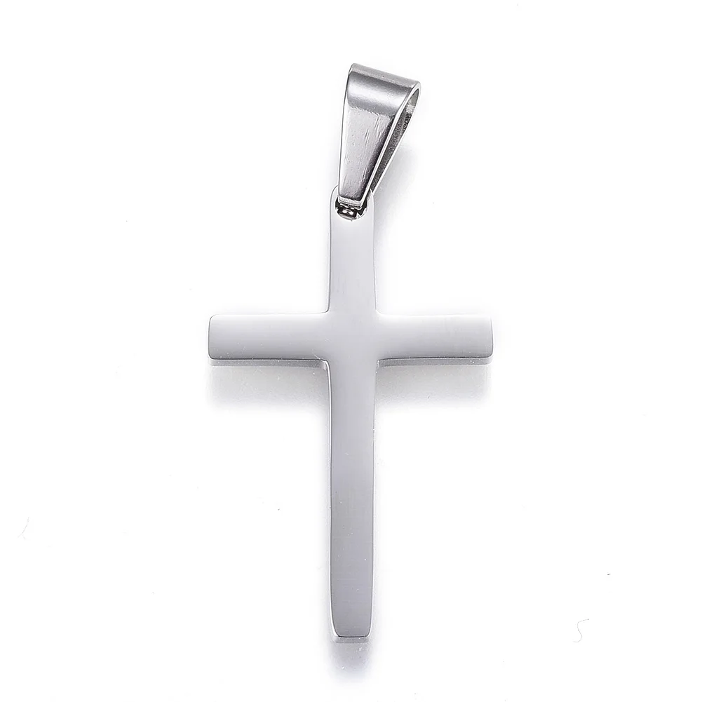 Kissitty 10Pcs Mixed Color Cross Shape Stainless Steel Pendants Metal Charms For Bracelet Necklace Earring Jewelry Making Gift