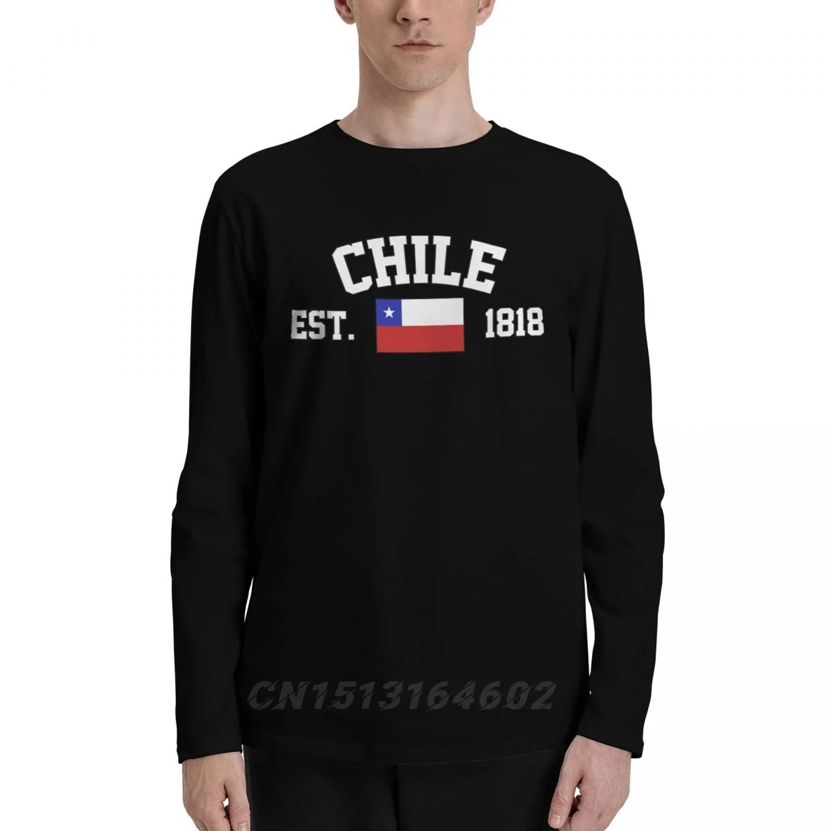 

100% Cotton Chile Flag With EST. Year Long Sleeve Autumn T shirts Men Women Unisex Clothing LS T-Shirt Tops Tees