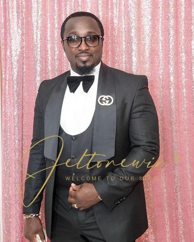 Mens Suits 3 Piece Black Shawl Lapel Casual Groom Tuxedos For Wedding Groomsmen Suits Men 2022