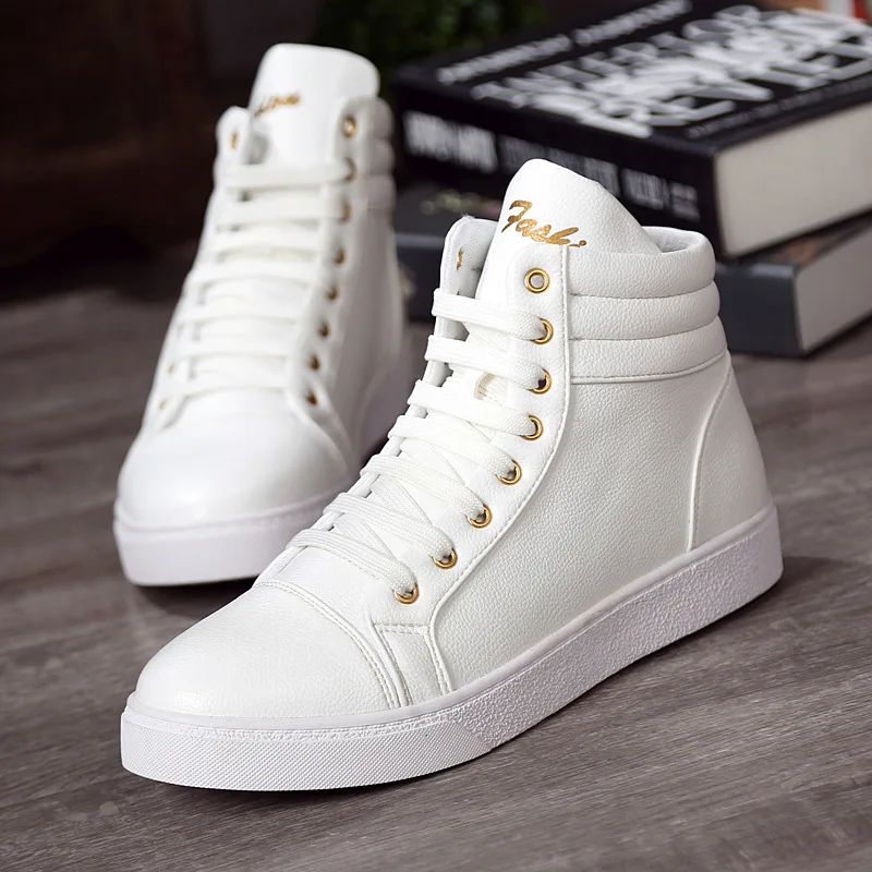 Autumn And Winter Men's Leather Shoes Casual Sports Shoes Outdoor Non-slip Waterproof Warm Lace-up Casual Running Sports Shoes