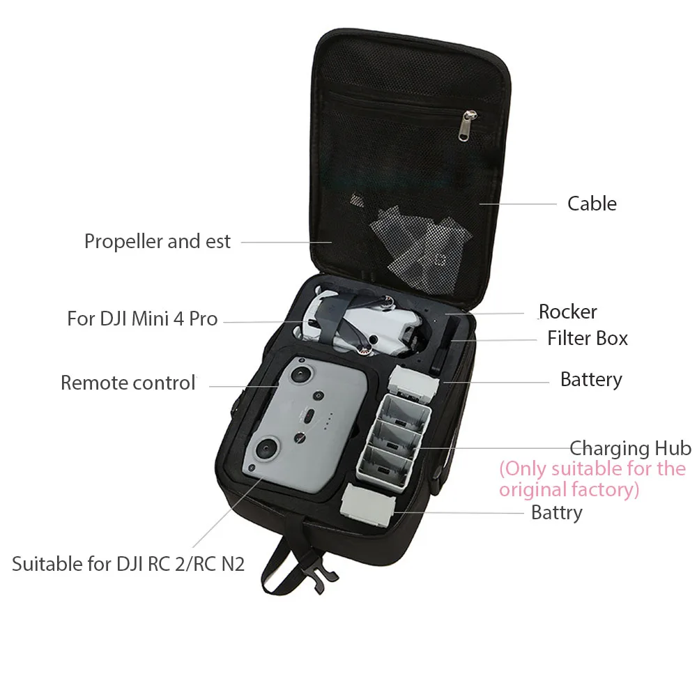 Storage Backpack For DJI Mini 4 Pro(RC 2/RC N2) Shoulder Bag Crossbody Carrying Case Portable Tote Suitcase Drone Accessories