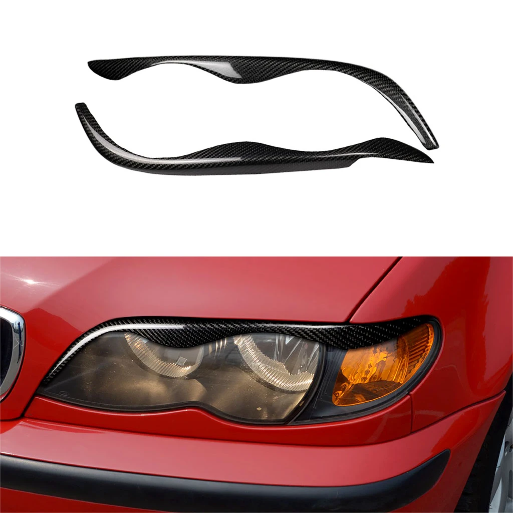 

1pair Real Carbon Fiber Car Headlights Eyebrow Eyelids Trim Cover For BMW E46 323i 328i 330i 325i 1999 2000 2001 2002 2003 2004