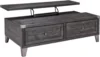Todoe Industrial Rectangular Lift Top Coffee Table with 2 Storage Drawers, Dark Gray with Weathered Pine Finish 5