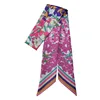 Small Floral Wrap Silk Scarf Variable Stripes Imitated Silk Printed Silk Scarf Women's Small Ribbon Headband Ribbon Scarf 4