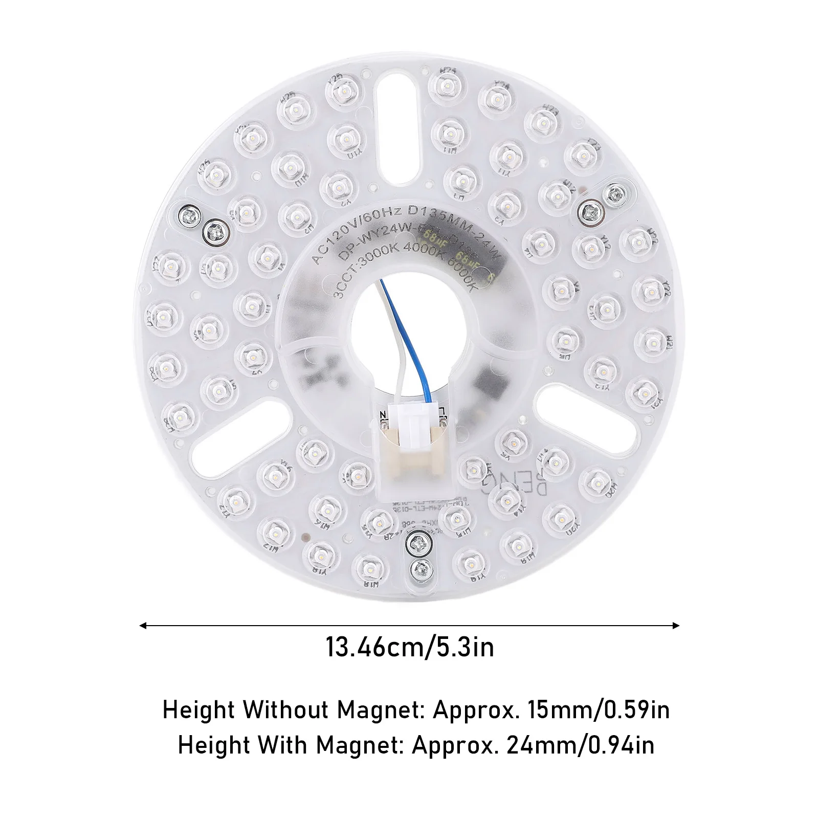 5.3인치 천장 선풍기 LED 조명 교체용 24W 3CCT 디밍 가능 마그네틱 LED 팬 라이트 보드 패널 개조 조명 (메모리 기능 포함)