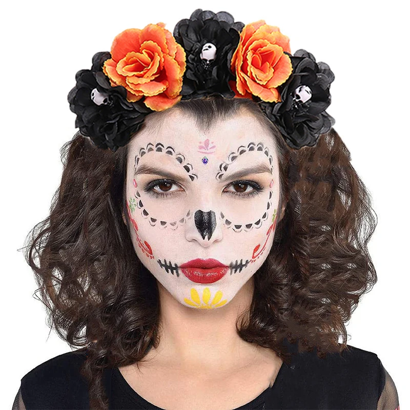 

2023 Halloween Headband for Adult Kids Festival Cosplay Skull Flower Hairband Masquerade Party Decoration DIY Hair Accessories