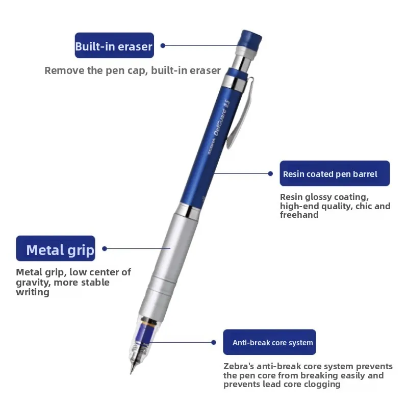 Japan ZEBRA Mechanical Pencil DelGuard MA86 0.5mm Low Center of Gravity Metal Pen Holder Back To School Anime Stationery