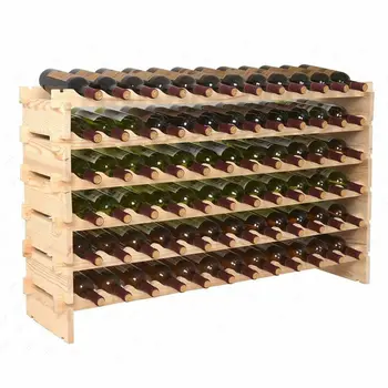 72-Bottle Stackable Wooden Wine Rack (6-Tier Cabinet) 1