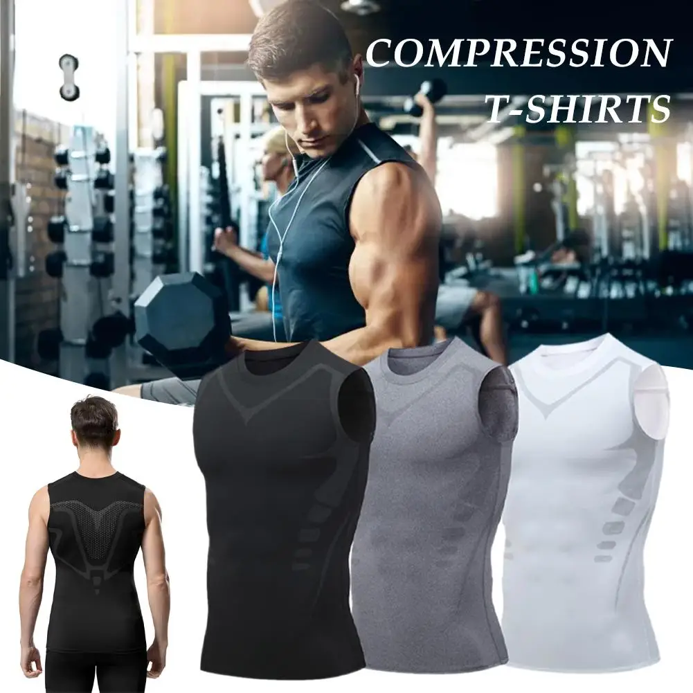 

Vest Men Ice-Silk Slimming Vest Body Shaper Compression Tummy Tank Workout Fitness Top Shirts Control Y1Q4