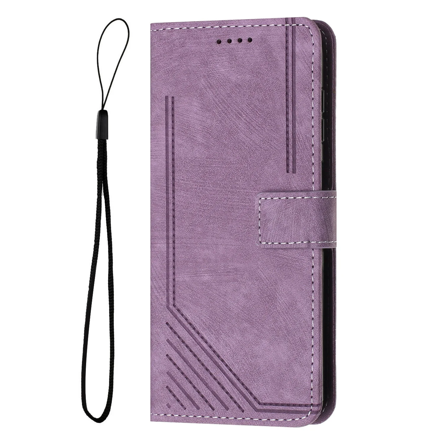 Geometric Line Art Leather Wallet Case with Card Holder
