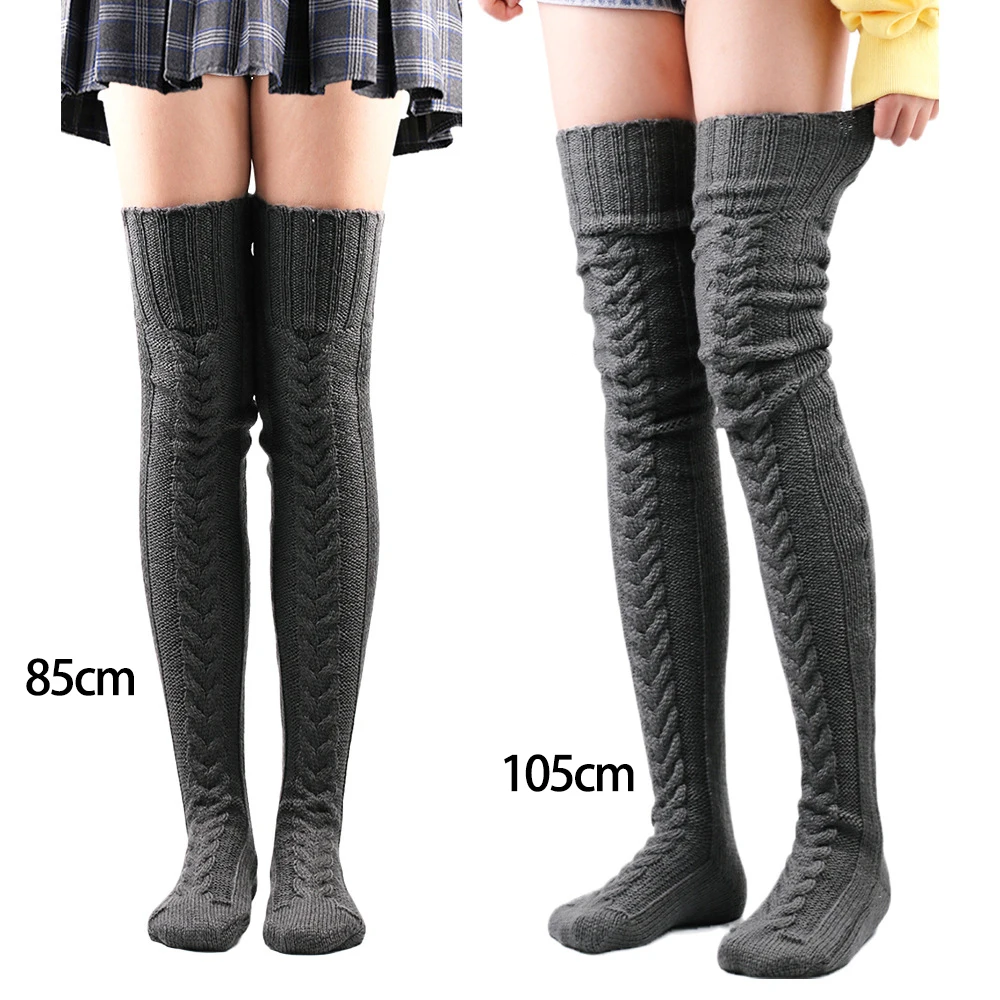 Women's Thigh-High Wool Blend Fashion Socks - Cozy Solid Color Autumn Essentials