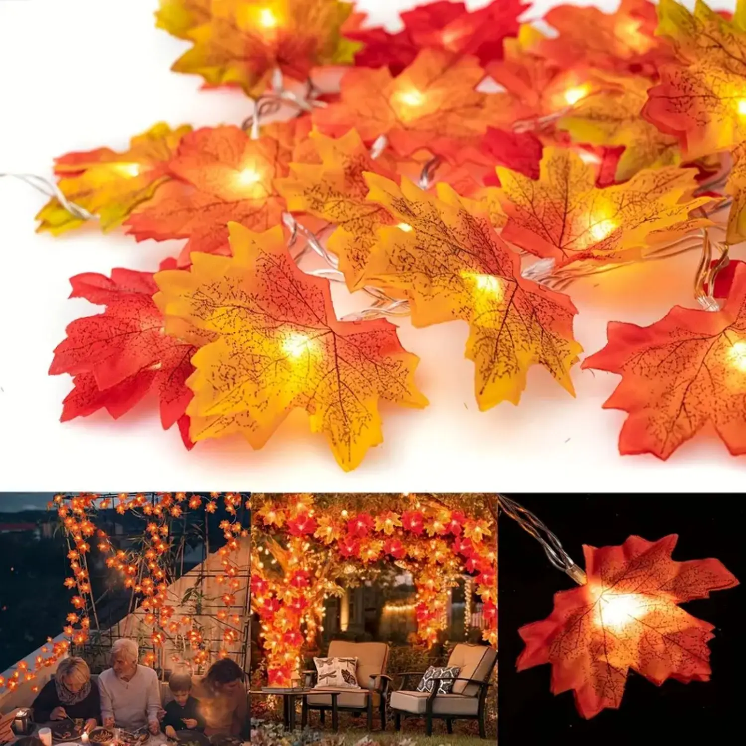 LED String Lights Decorative Lights String Lights LED Fairy Lights 1pc 10/20/40 LED Maple Leaf String Fairy Lights Battery Powered For Home Party Holiday Arrangement Scene Outdoor Decoration
